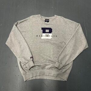 Vintage 90s Ball state university grey college crewneck sweatshirt Size XL